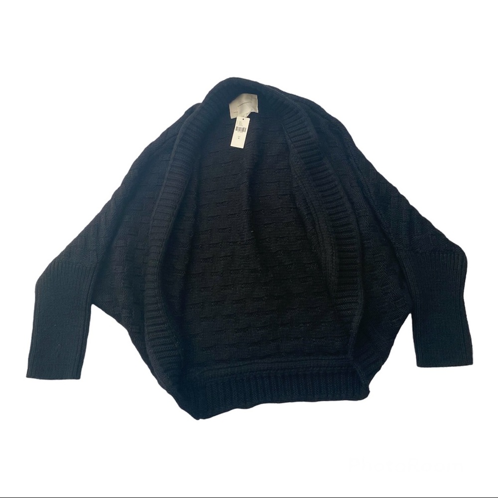 Anthropologie Open Knit Cardigan Womens Size Medium Black